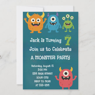 Monster Alien Kids Birthday Invitation Einladung