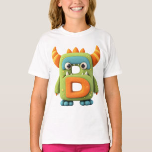 Monster Alphabet Buchstabe D – Süßes gehörntes Mon T-Shirt