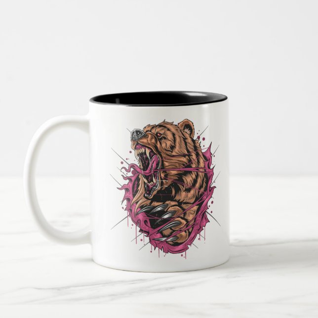 Monster Angry Bear Zweifarbige Tasse (Links)