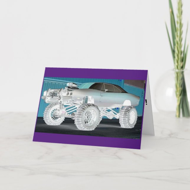 MONSTER AUTO-GEBURTSTAGSKARTEN KARTE (Vorderseite)