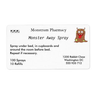 Monster Away Spray Labels groß