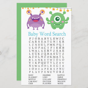 Monster Baby Shooter Word Search Game