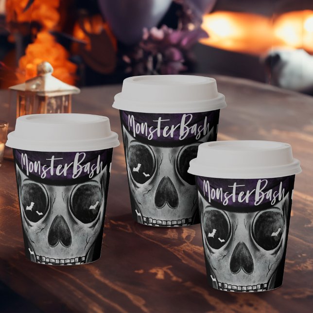 Monster Bash Fun Spooky Skelett Halloween-Party Pappbecher (Monster Bash Fun Spooky Skeleton Halloween Party Paper Cups)