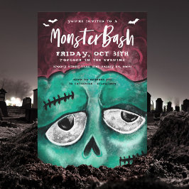 Monster Bash Fun Spooky Zombie Halloween Party Einladung