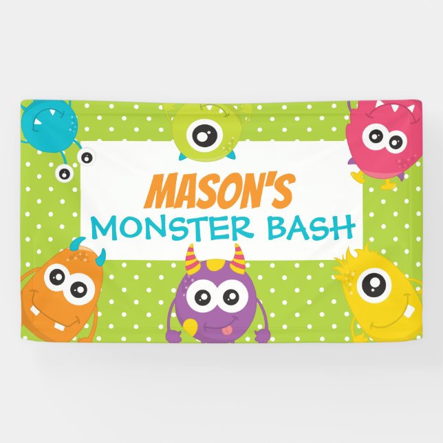 Monster-Bash-Geburtstagsunterschrift Banner (Horizontal)