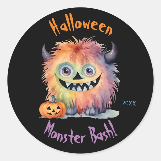 Monster Bash Halloween-Party Runder Aufkleber (Vorderseite)