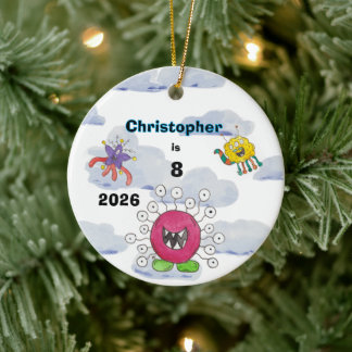 Monster-Bash-in-Clouds-Geburtstags-Andenken-Orname Keramik Ornament