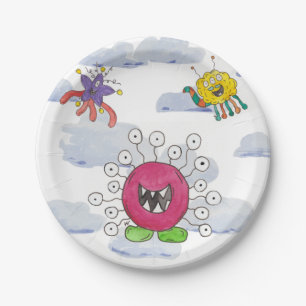Monster-Bash-in-den-Wolken-Geburtstagspapierplatte Pappteller