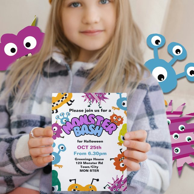 Monster Bash Kids Halloween-Party Kinderspass Einladung (Von Creator hochgeladen)