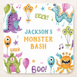 Monster Bash Kleines Monster Geburtstagsparty Rechteckiger Pappuntersetzer