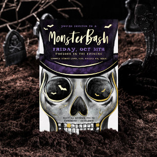 Monster Bash Spooky Skeleton Halloween-Party Folieneinladung