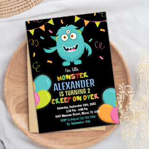 Monster Birthday Einladungen Ballons