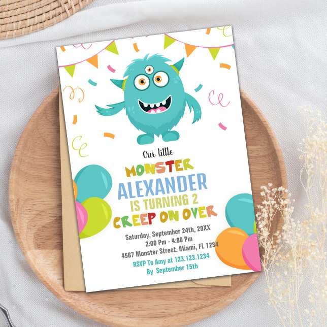 Monster Birthday Einladungen Ballons Fahnen (Monster Birthday Invitations Ballons Flags)