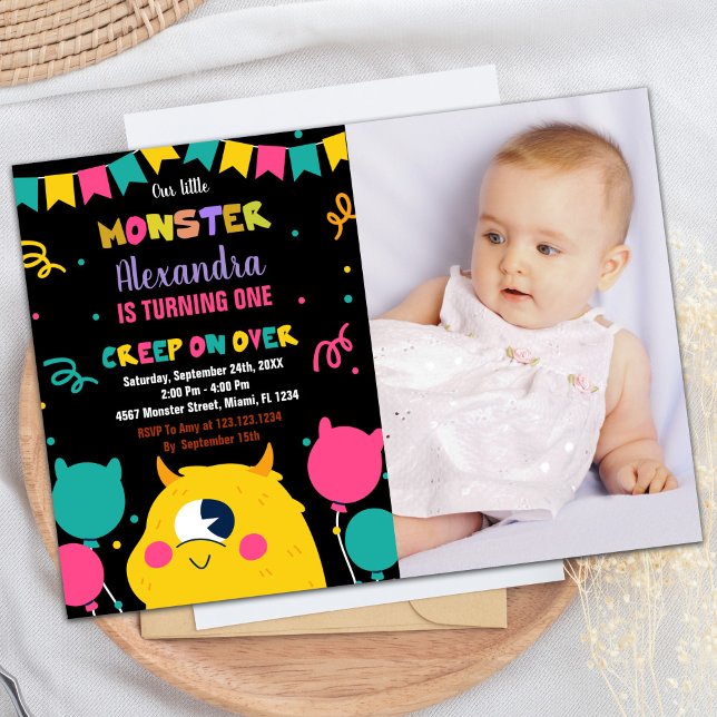 Monster Birthday Einladungen Ballons Fahnen Foto (Monster Birthday Invitations Ballons Flags photo)