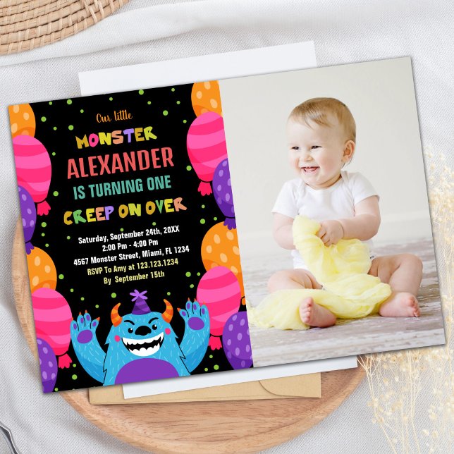 Monster Birthday Einladungen Farbballons Foto (Monster Birthday Invitations Colour Ballons photo)
