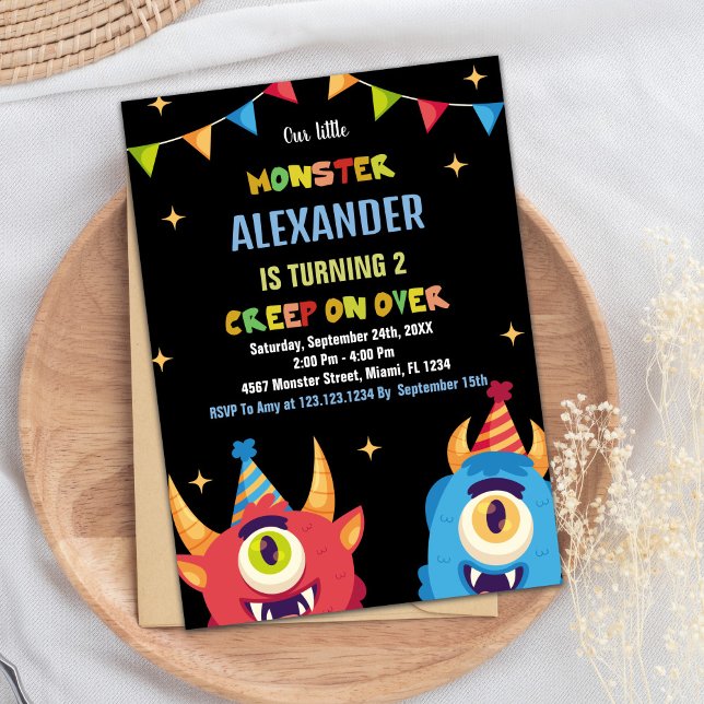 Monster Birthday Einladungen Farbflags (Monster Birthday Invitations Colour Flags)
