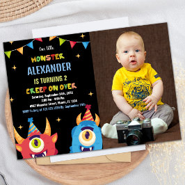 Monster Birthday Einladungen Farbflags w Foto