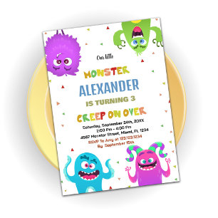 Monster Birthday Einladungen Grün