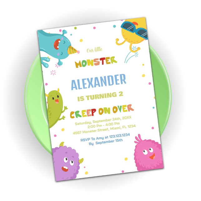 Monster Birthday Einladungen Light Green (Monster Birthday Invitations Light Green)
