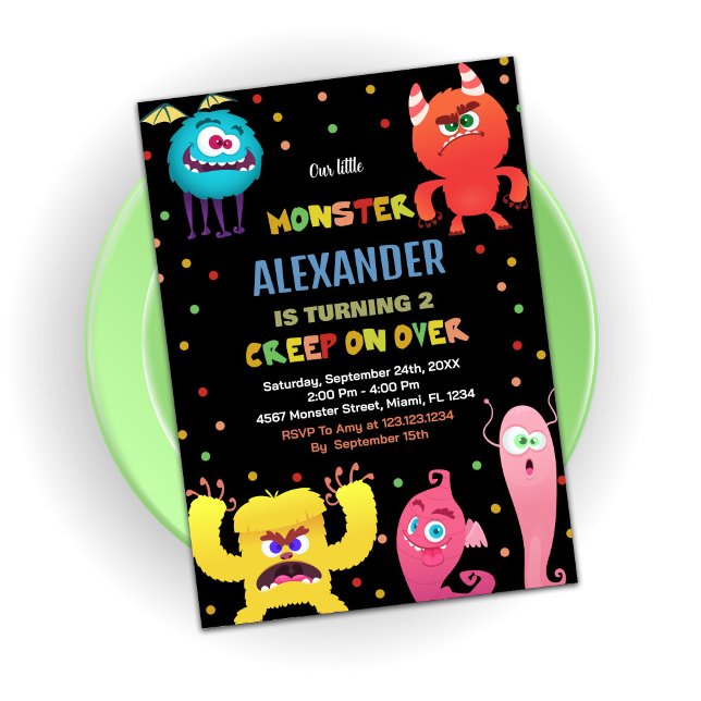 Monster Birthday Einladungen Red Blue (Monster Birthday Invitations Red Blue)