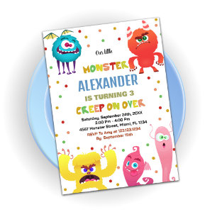 Monster Birthday Einladungen Rot