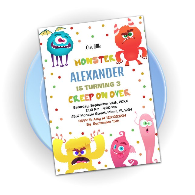 Monster Birthday Einladungen Rot (Monster Birthday Invitations Red)