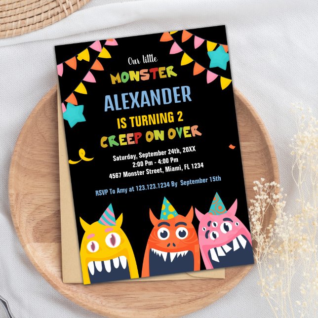 Monster Birthday Einladungen Schwarz (Monster Birthday Invitations Black)