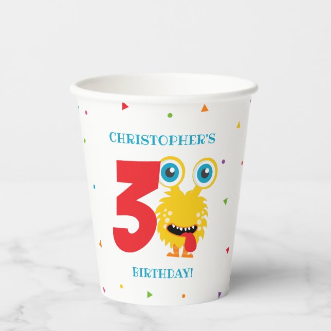 Monster Birthday Party Paper Cup Pappbecher (Vorderseite)