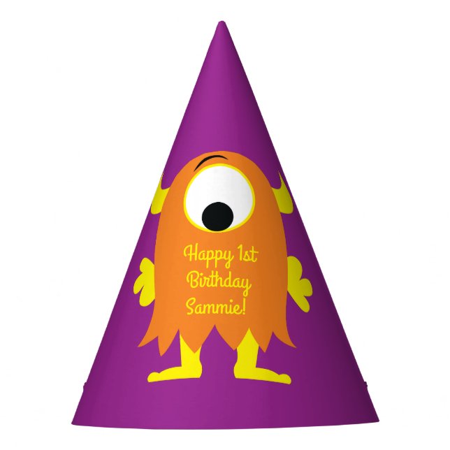 Monster Birthday Party Partyhütchen (Vorderseite)