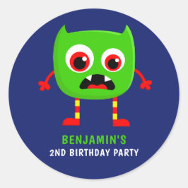 Monster Birthday Party Runder Aufkleber
