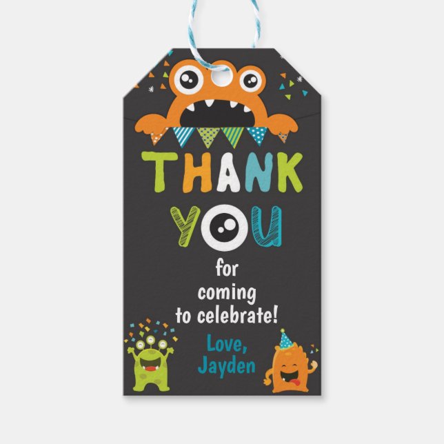 Monster Birthday Vielen Dank für Ihre Unterstützun Geschenkanhänger (Vorderseite)