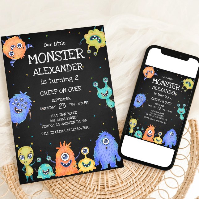 Monster Boy Geburtstagseinladung Einladung (Von Creator hochgeladen)