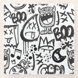 Monster Boys: Handgezeichnetes Muster Glasuntersetzer