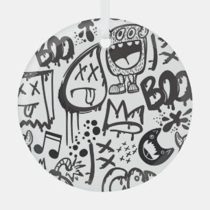 Monster Boys: Handgezeichnetes Muster Ornament Aus Glas