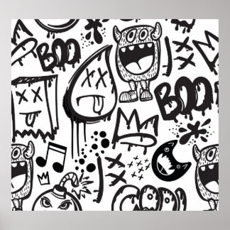 Monster Boys: Handgezeichnetes Muster Poster