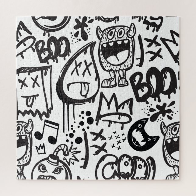 Monster Boys: Handgezeichnetes Muster Puzzle (Vertikal)