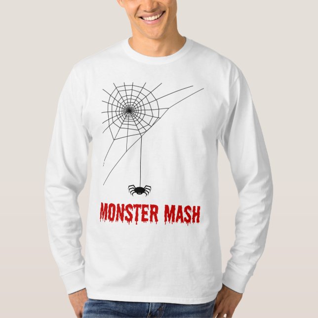 Monster-Brei-Halloween-Spinnen-Netz T-Shirt (Vorderseite)