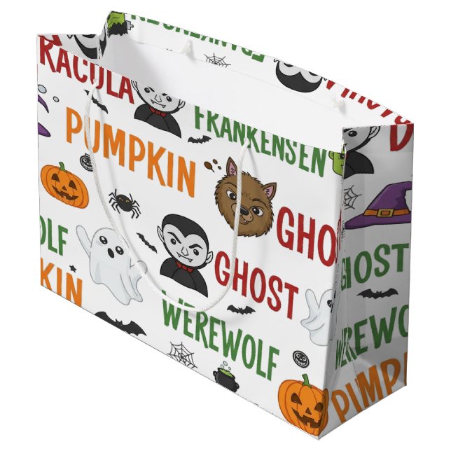 Monster Candy Parade zu Halloween Große Geschenktüte (Rückseite Schrägansicht)