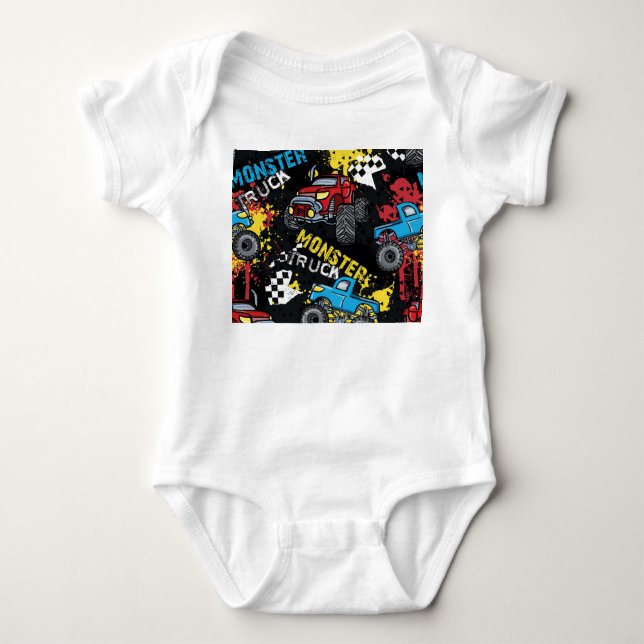 Monster Car: Abstraktes kindisch Muster Baby Strampler (Vorderseite)