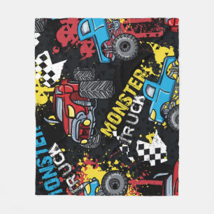 Monster Car: Abstraktes kindisch Muster Fleecedecke