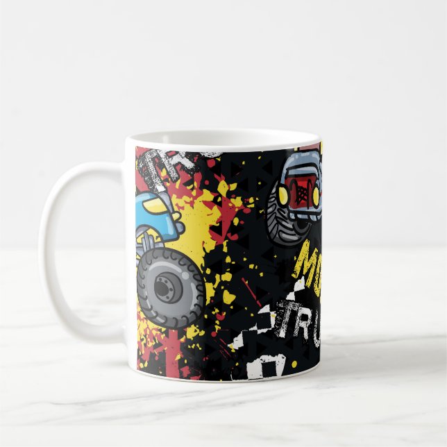 Monster Car: Abstraktes kindisch Muster Kaffeetasse (Links)