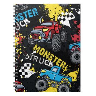 Monster Car: Abstraktes kindisch Muster Notizblock