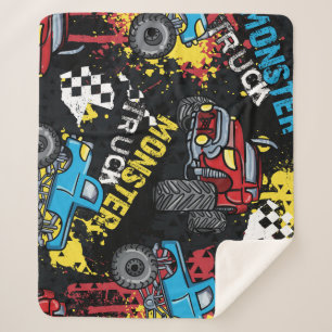 Monster Car: Abstraktes kindisch Muster Sherpadecke