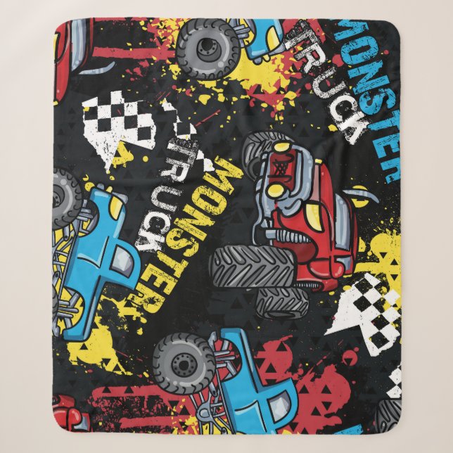 Monster Car: Abstraktes kindisch Muster Sherpadecke (Vorderseite)