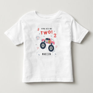 Monster Car Trucks 2. Geburtstagsname Kleinkind T-shirt