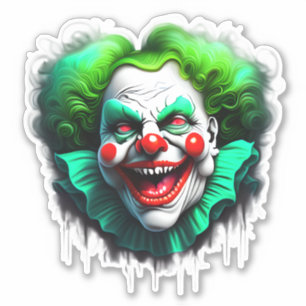 Monster Clown Green Graphic Hair die Aufkleber