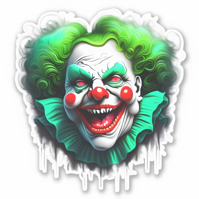 Monster Clown Green Graphic Hair die Aufkleber (Vorderseite)