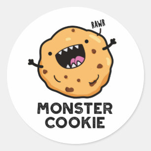 Monster Cookie Funny Food Puff Runder Aufkleber