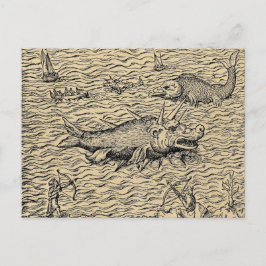 Monster des Narwals und des Mittelalters Postkarte