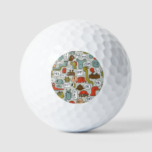 Monster des niedlichen Cartoon: Nahtloser Hintergr Golfball